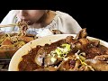 Eating chicken liver stew with rice and spicy hot pot Mukbang Asmr