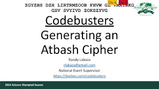 Codebusters - Generating an Atbash Cipher