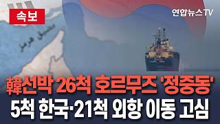 [🔴속보] 韓국적 선박 26척 호르무즈서 정중동…해협 밖 이동 전략 고심｜5척은 한국·21척은 해외 항구가 목적지 / 연합뉴스TV(YonhapnewsTV)