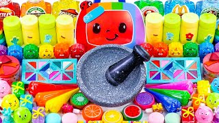 Satisfying Crushing with Makeup Cosmetics Glitter Eyeshadow Beads into Glossy Slime Mixing ASMR #12