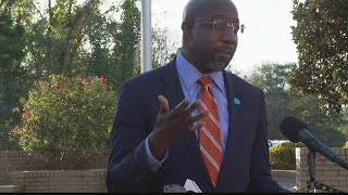 Georgia Sen. Raphael Warnock visits War Veterans Home to speak on bill to improve health standards