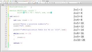 C Program To Print Multiplication Table Using Macros