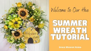 DIY Summer Bee Wreath Tutorial - How to Make a Summer Beehive Wreath