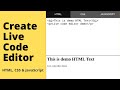 Create Live Code Editor like Codepen/JsFiddle using HTML, CSS & JavaScript