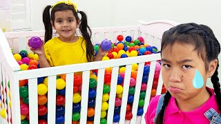 Jannie and Ellie Ball Pit Party and Play Outside | Fun Kids Activities Outdoors and Park