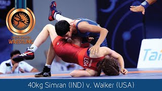 BRONZE WW - 40 kg: S. SIMRAN (IND) df. C. WALKER (USA) by VFA, 10-0