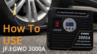 【JF.EGWO PRO 3000AMP】PRO Jump Starter with Air Compressor show you how to jump start a car !