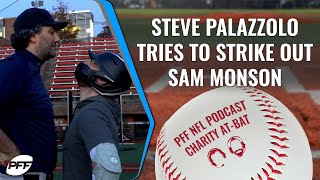 PFF’s Steve Palazzolo tries to strike out Sam Monson | PFF NFL Podcast Charity At-Bat