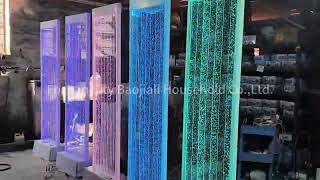 colorful light LED changing acrylic water bubble wall panel water feature room divider screen