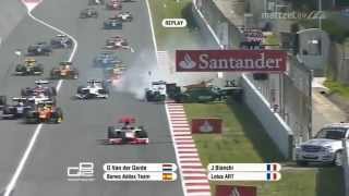 2011 GP2 Barcelona Rennen2 Start Crash