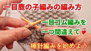 棒針編みの基本中の基本　編物始めてみま専科！　一目鹿の子（ひとめかのこ）編みの編み方