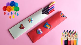 How To Make Paper Pencil Case- Back To School Craft | DIY Pencil Box | DIY Folder Organizer