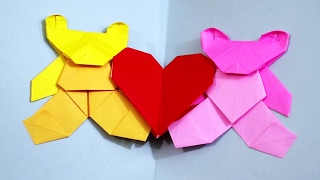 Easy Origami Love Bears - Valentine's Day Teddy Bear Heart Card!
