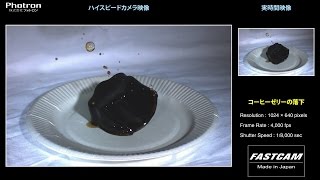 「コーヒーゼリーの落下」のスローモーション映像