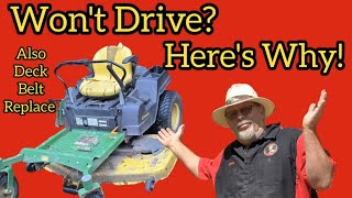 John Deere Z525 Zero-Turn Won't Drive? DIY Hydro & Deck Belt Replacement Fix!