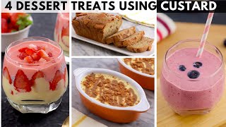 How to Make 4 Easy & Delicious DESSERT RECIPES Using CUSTARD - Zeelicious Foods #dessert #custard