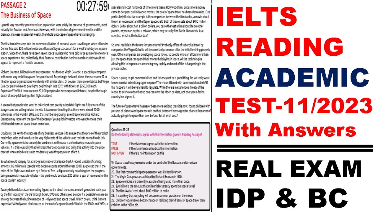 IELTS READING PRACTICE TEST 2023 WITH ANSWER | Test 11 | 11.07.2023 ...