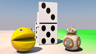 Pacman Vs BB-8 Star War Vs Domino Effect | Domino Effect Simulation | pacman vs domino effect