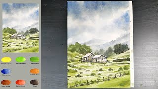 Without Sketch Landscape Watercolor- Cloudy Day (3Xspeed, color name view) NAMIL ART