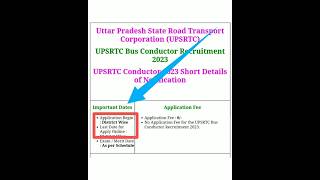 UPSRTC BUS CONDUCTOR RECRUITMENT 2023✨ | Road Transport | #upsrtc #road #mts #recruitment #tiktok