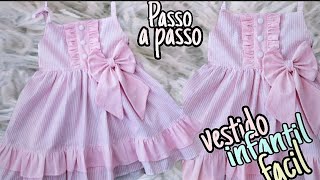 Como fazer _VESTIDO INFANTIL NINA FACIL PARA INICIANTES (COSTURA) #costura