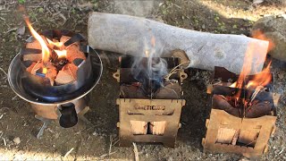 焚き火台をスウェーデントーチ風にする薪の置き方 / How to make twig stoves look like Swedish torches