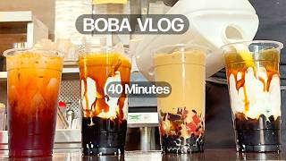 Making Bubble Tea Drinks at Boba Shop 40 Mins Comp | Boba Café Vlog | ASMR #boba #bubbletea