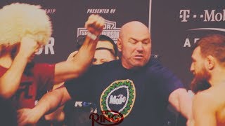 CONOR MCGREGOR AND KHABIB NURMAGOMEDOV HAVE INSANE STAREDOWN AHEAD OF UFC 229!
