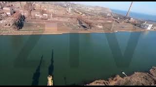 Azovstal steel works factory in Mariupol seen from a helicopter. This is the site of fierce fighting