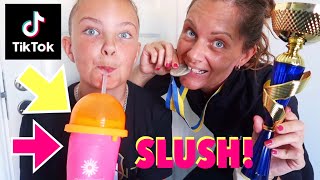 Jag och Theodor testar slush muggen från tiktok och deltar i semesterloppet!