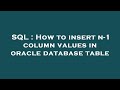 SQL : How to insert n-1 column values in oracle database table