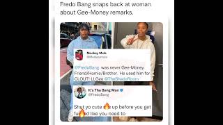 Fredo Bang Snaps Back at Woman Speaking About Gee Money #shorts
