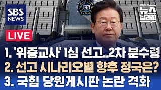 11/25(월) '위증교사' 1심 선고…2차 분수령 / 선고 시나리오별 향후 정국은? / 국힘 당원게시판 논란 격화 / 편상욱의 뉴스브리핑 / SBS