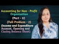 Accounting for Non-profit organisation || (Full Problem-2) || with opening and closing balance sheet