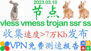 2023年03月#免费VPN节点#Clash,#V2Ray,#Vmess,Vless,#Trojan,#SSR,#SS个人使用测试报告2023-03-10 #JingFu景福