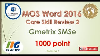 Gmetrix MOS WORD 2016- Core Skill Review 2 - 1000 point