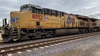 Geneva Subdivision - Two Union Pacific intermodal trains meet up in Rochelle, IL.