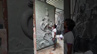 Clay mural art on wall #shorts #craft #sculpture #art #clay #mural