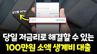 소액 생계비대출, 당일에 저금리로 100만원 해결하는 방법! (승인률 99%)