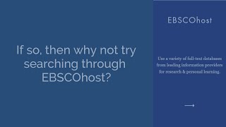 Staff Shares Sunday: EBSCO Databases with Taylor
