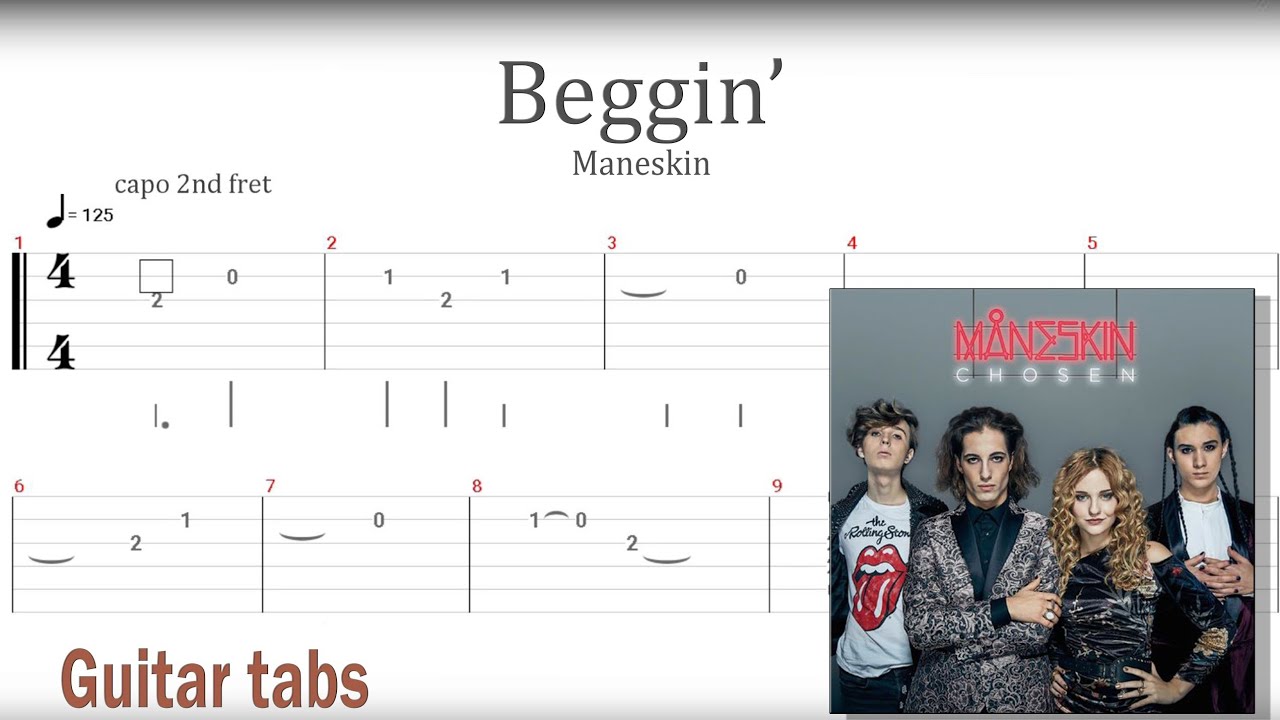 Måneskin - Beggin' Guitar Tabs - YouTube