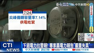 【每日必看】下週電力拉警報! 專家轟電力報告\