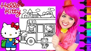 Coloring Hello Kitty School Bus Coloring Book Page Prismacolor Colored