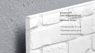 SI GL144 Glas magneetbord artverum® 91 x 46 cm design witte klinker