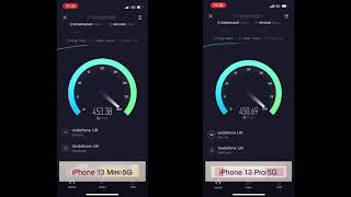 iPhone 13 Pro 5G vs iPhone 13 mini 5G speed test on Vodafone UK network