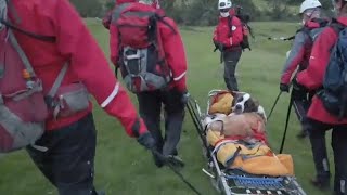 Daisy the St Bernard dog turns the tables as she's rescued from a mountain