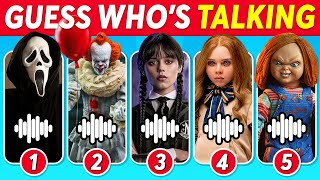 Guess The HORROR MOVIE Character By Voice 😱 🔪 Wednesday, M3gan, Chucky, IT Pennywise, Ghostface