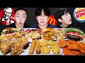 ASMR MUKBANG | KFC vs McDonald's vs Burger King Battle ! Fried Chicken, burger, Cheese stick