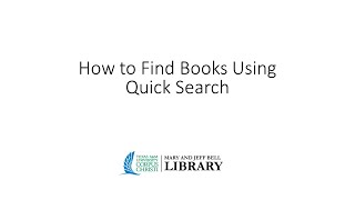 Finding Books Using Quick Search