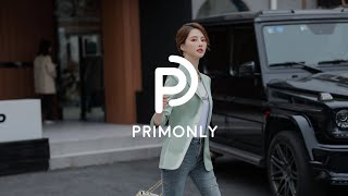 เสื้อสูททำงานผู้หญิงตุ่นปกป้านแขนห้าส่วน PRIMONLY